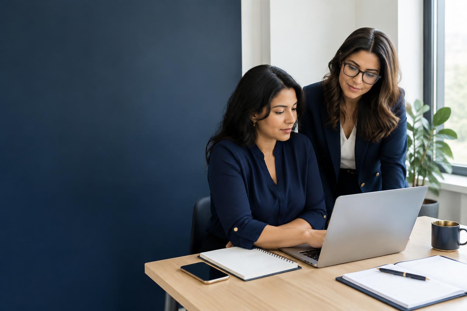 Business professionals planning a lead follow-up workflow together